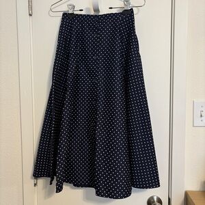 Uniqlo Front Button Circular Polka Dot Navy Skirt XS midi